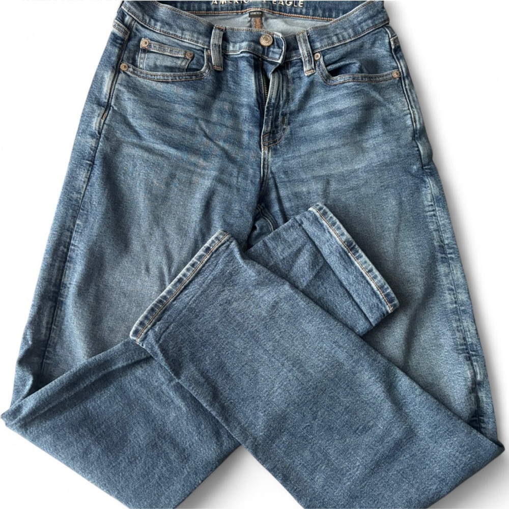 American Eagle Outfitters Women's Blue Straight Leg Jeans